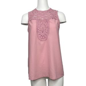 Halogen Lace Sleeveless Tank Blouse S Mauve